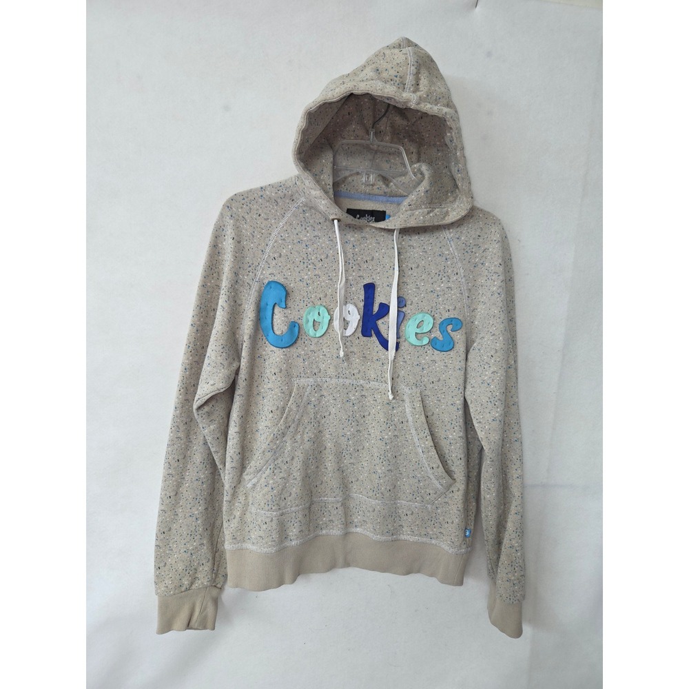 Cookies SF Mens Speckle Print 3D Puff Logo Pullover Hoodie Tan Size Large Hiphop